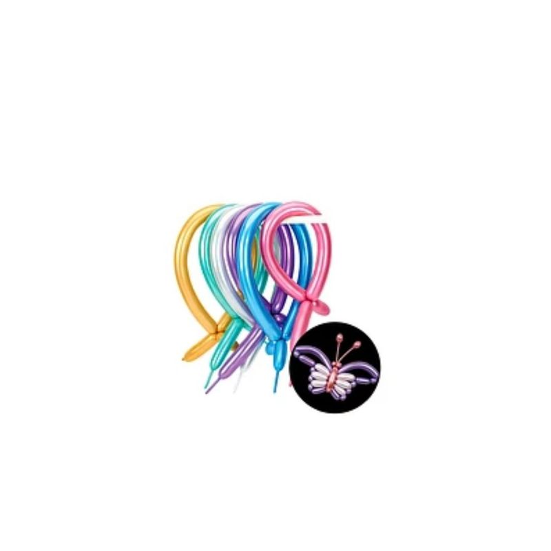 GENERICO - Globos Largos Cromados Colores Surtidos 20pcs 30cm