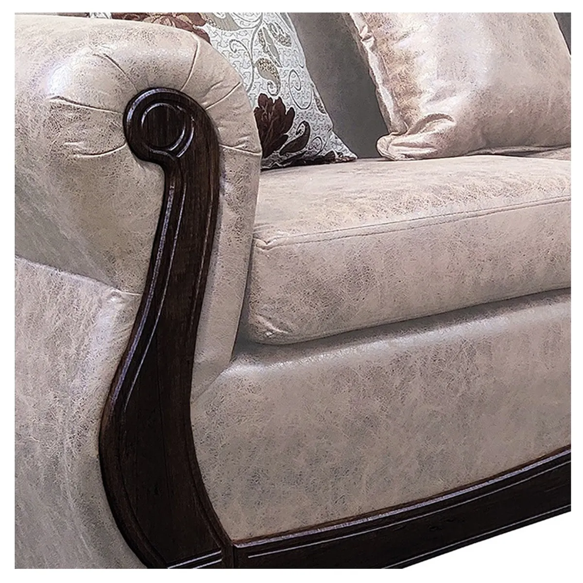 AMERICA DECORA - Living Con Resorte Estructural 7 Cuerpos 4+3 Grand Santi Envejecido Beige