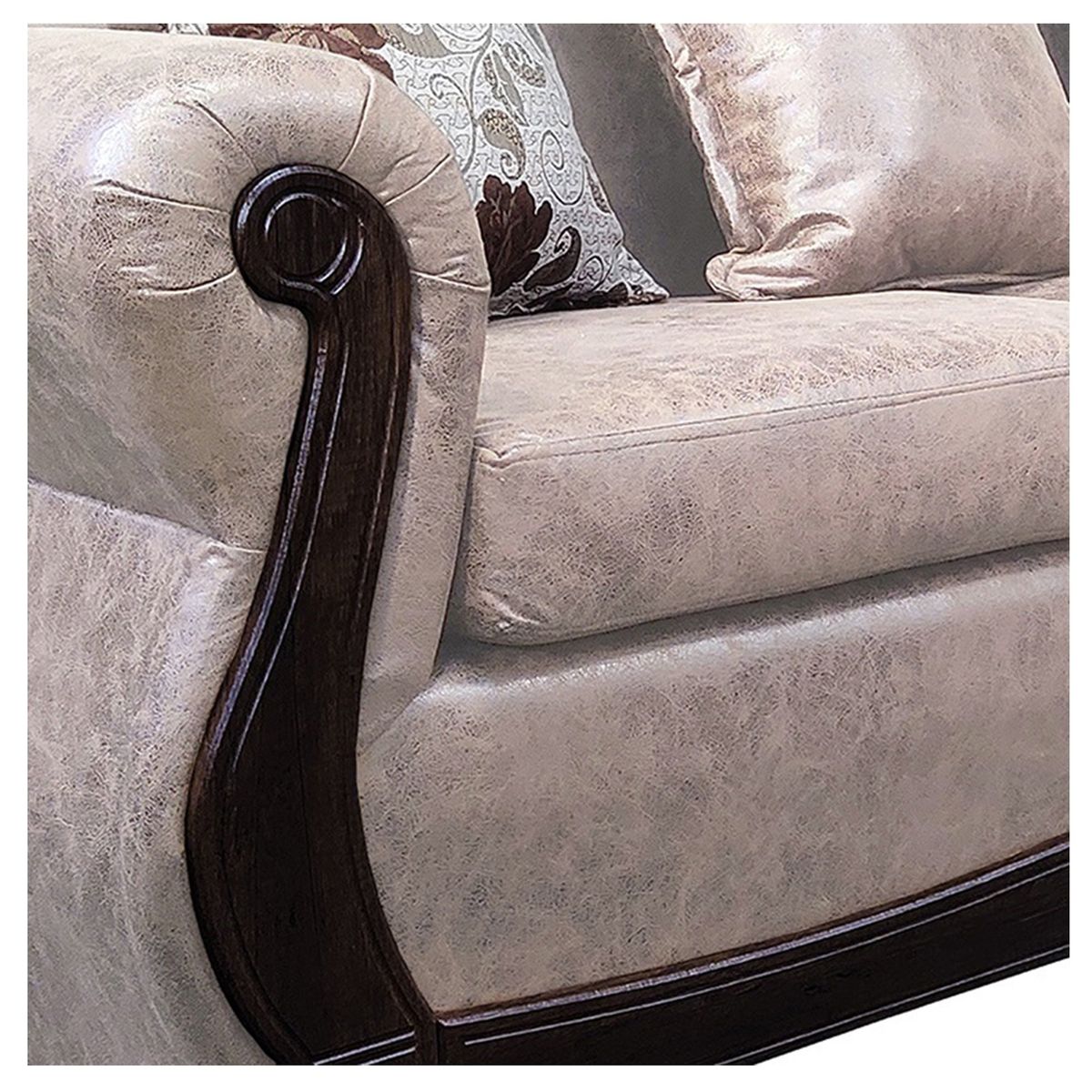 AMERICA DECORA - Sofá Con Resorte Estructural 4 Cuerpos Grand Santi Envejecido Beige