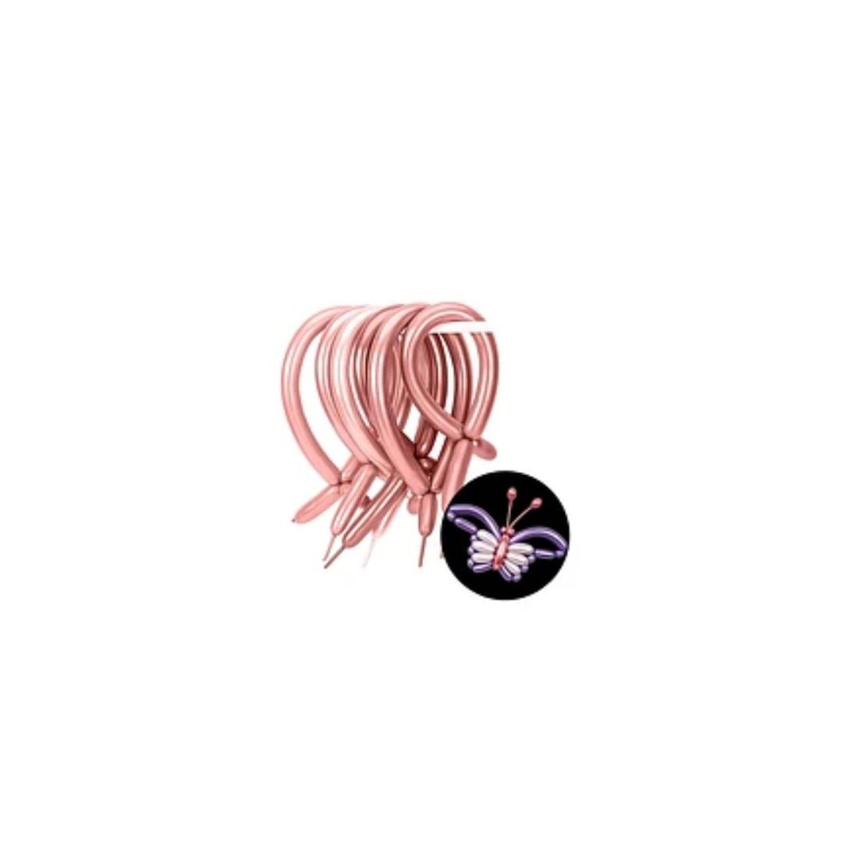 GENERICO - Globos Largos Cromados Color Oro Rosa 20pcs 30cm