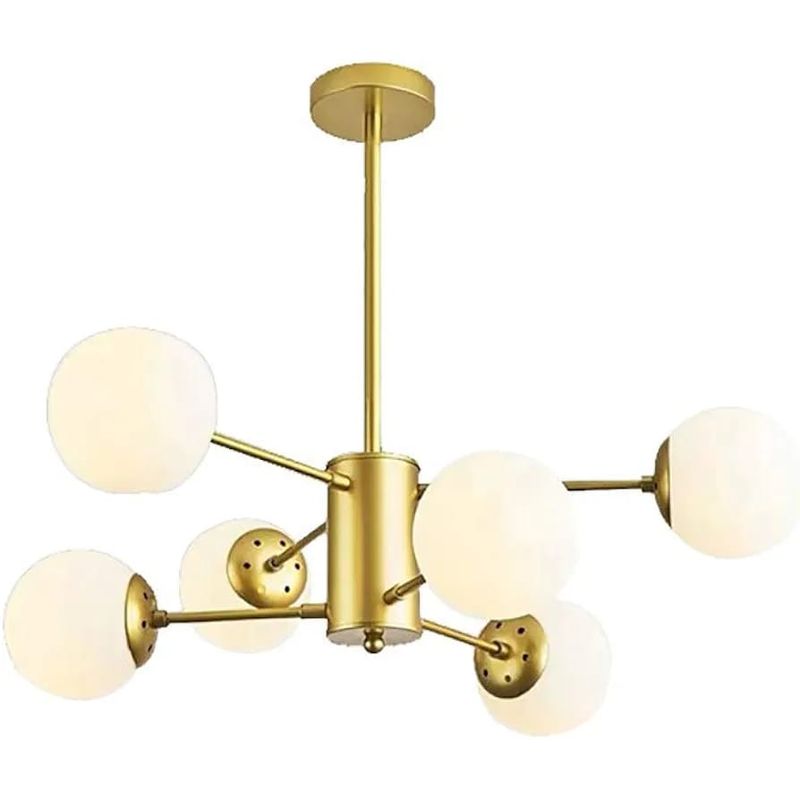 GENERICO - Lampara Techo Moderna 6 Brazos Dorada Modelo Sputnik