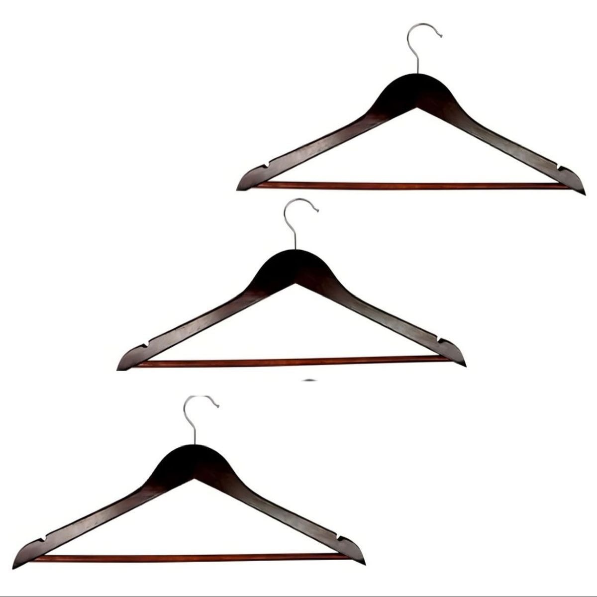 OEM - Pack 3 Perchas Colgadores Ganchos De Madera Ropa Perchero