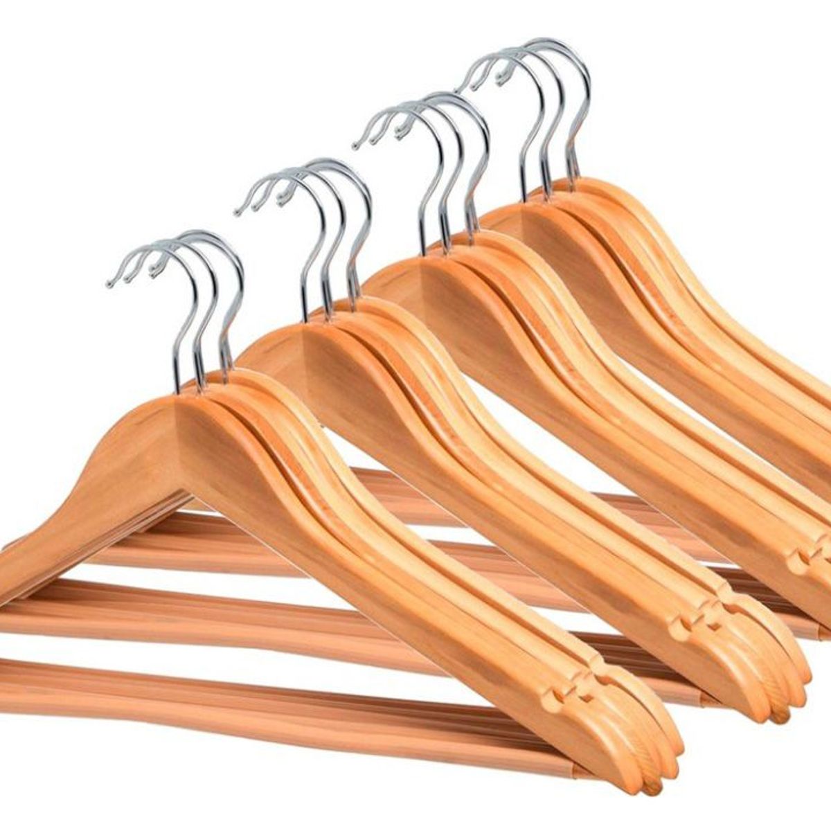 OEM - Pack 3 Perchas Colgadores Ganchos De Madera Ropa Perchero