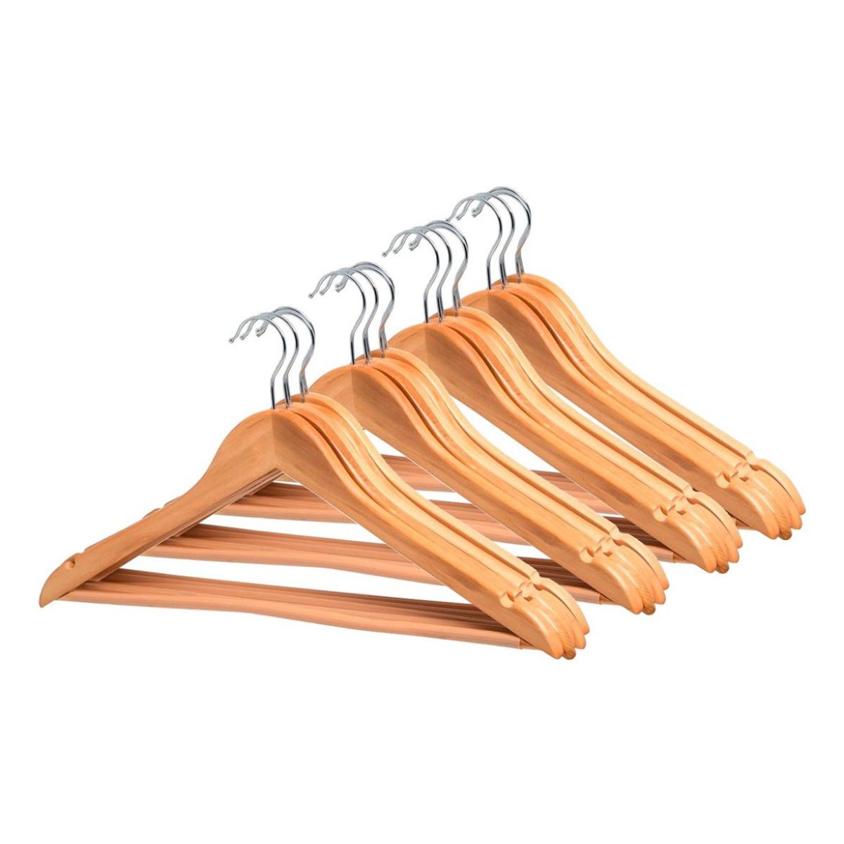 OEM - Pack 3 Perchas Colgadores Ganchos De Madera Ropa Perchero