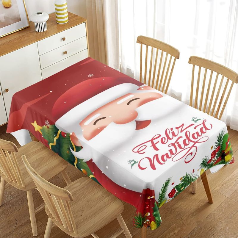 GENERICO - MANTELES ANTIDERRAME CON DISEÑO NAVIDEÑO PAPA NOEL ROJO 140X220CM TF