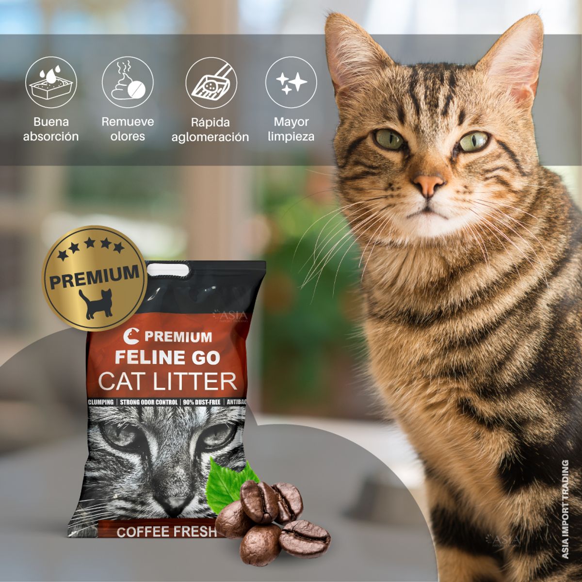 HOME GRASS - Arena para gatos Premium aroma Café 16k