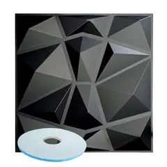 MERCAR RAY - Panel Decorativo 3D PVC Negro 3m² 12 paneles 50x50cm