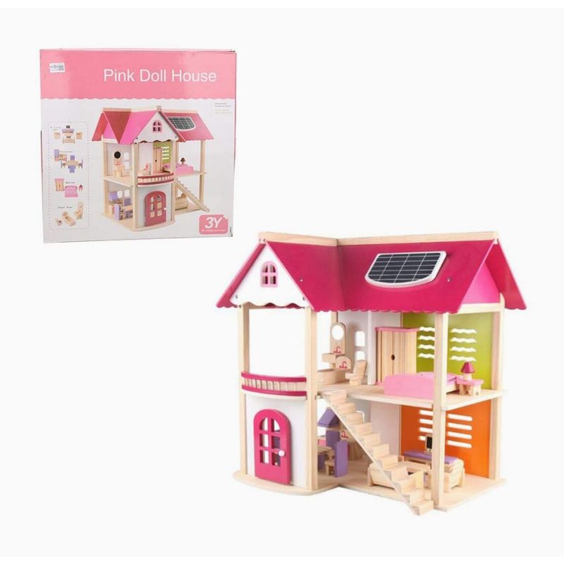 GENERICO - Casa Para Muñecas De Madera De 2 Pisos