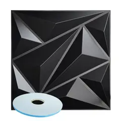 MERCAR RAY - Panel Decorativo 3D PVC Negro 3m² 12 paneles 50x50cm