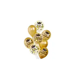 GENERICO - Set Globos Latex Feliz Cumpleaños Dorado 9pcs