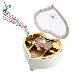 KUANGYE - Caja Corazón Musical Joyero Con Bailarina (19 X 18 X 7)