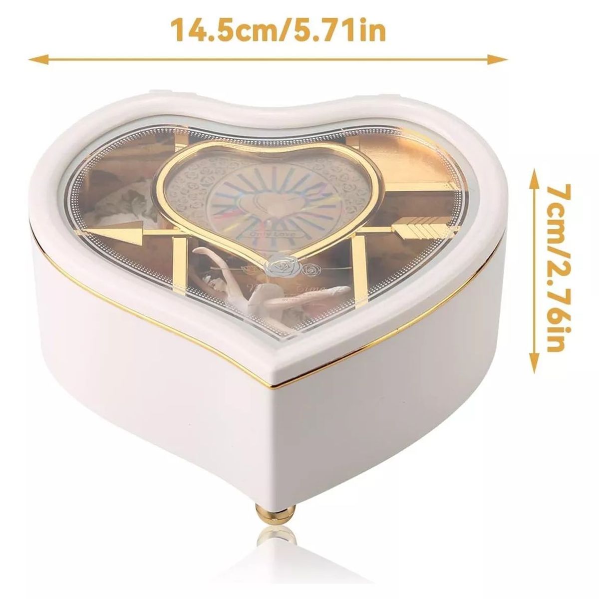 KUANGYE - Caja Corazón Musical Joyero Con Bailarina (19 X 18 X 7)