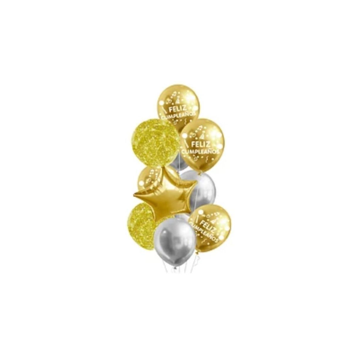 GENERICO - Set Globos Metalico Dorado-plateado 11pcs