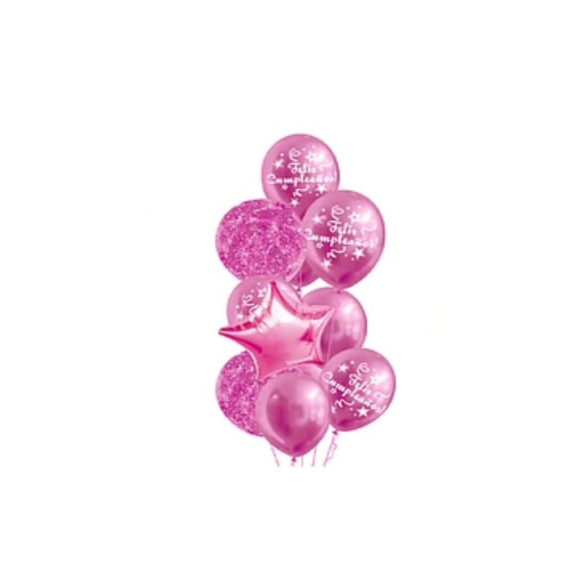 GENERICO - Set De Globos Latex Fucsia Feliz Cumpleaños 11pcs