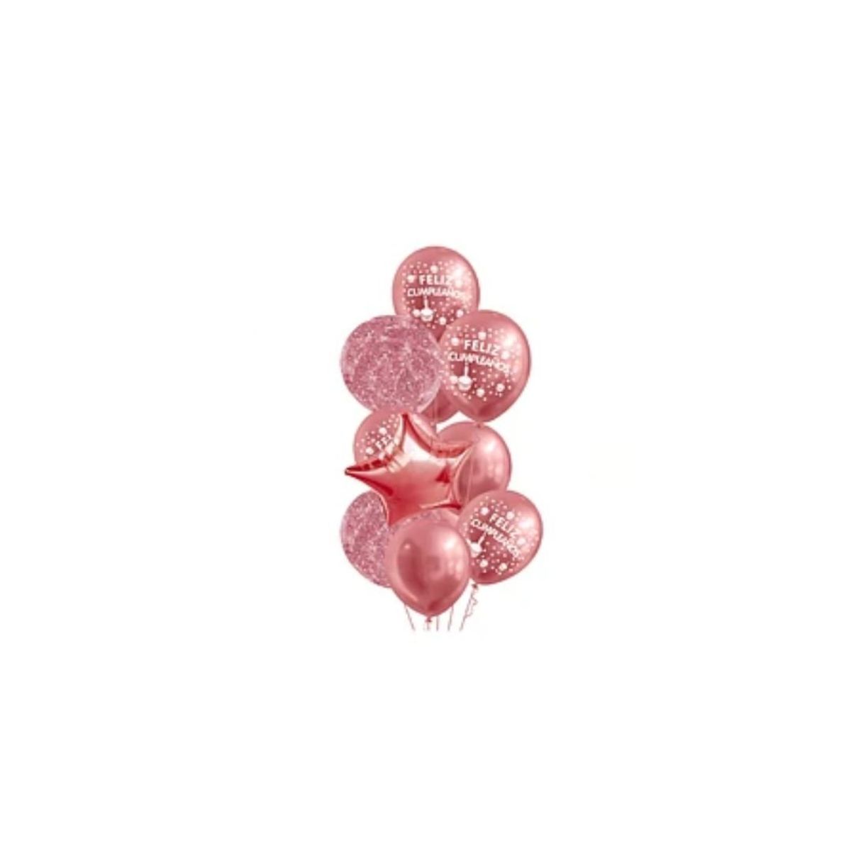 GENERICO - Set Globos Latex Oro Rosa Feliz Cumpleaños 11pcs