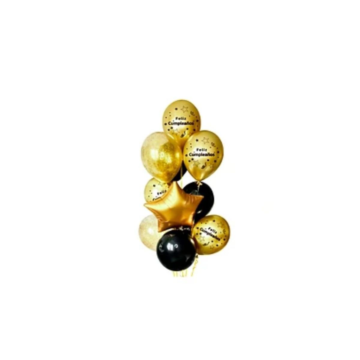 GENERICO - Set Globos Latex Dorado-negro 11pcs