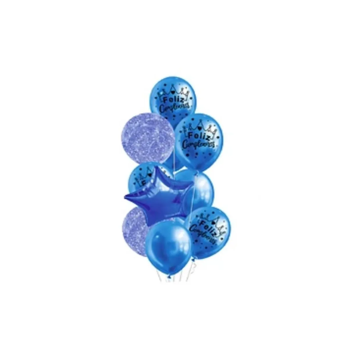 GENERICO - Set Globos Latex Azul Feliz Cumpleaños 11pcs