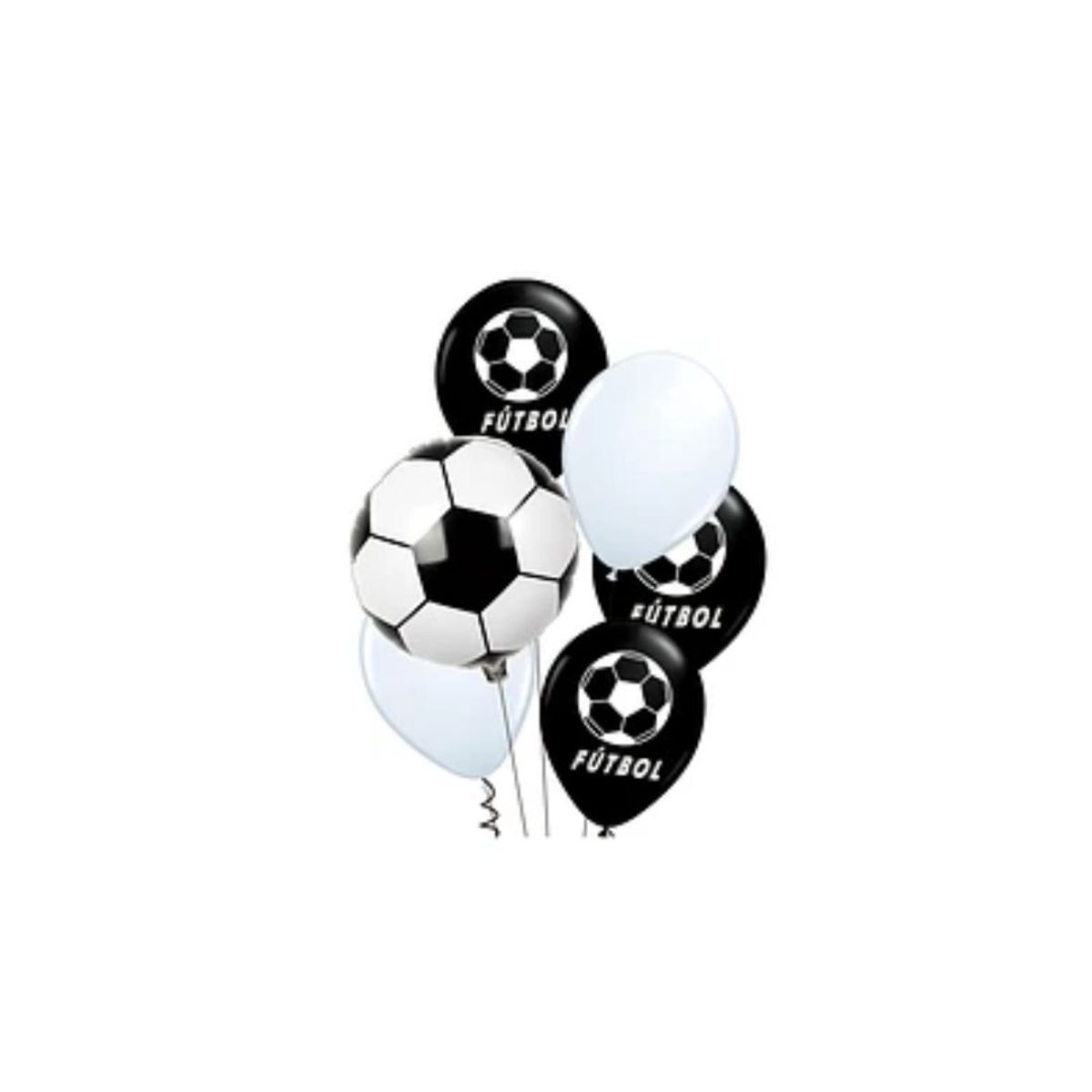 GENERICO - Set De Globos Futbol Blanco y Negro 6pcs