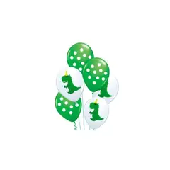 GENERICO - Set De Globos Latex Tiranosaurio Rex Verde de 6pcs