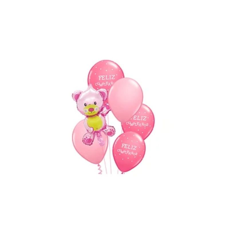GENERICO - Set De Globos Mini Oso Rosa 6pcs