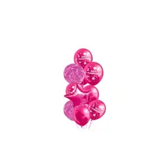 GENERICO - Set Globos De Latex Fucsia Feliz Cumpleaños 11pcs