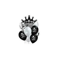 GENERICO - Set De Globos Corona Negra 9pcs