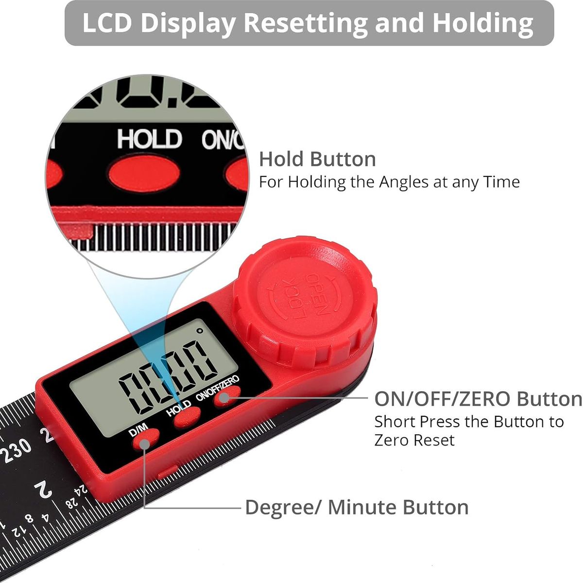KUANGYE - Medidor De Ángulos Lcd Goniometro Digital