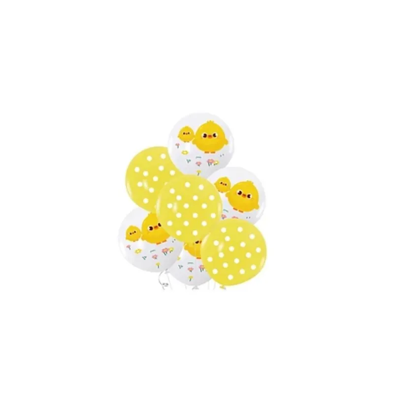 GENERICO - Set De Globos De Látex Estampado Pollito 7pcs