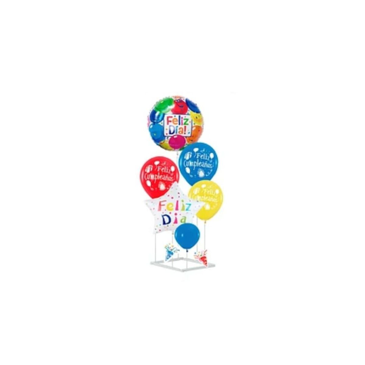 GENERICO - Set De Globos Feliz Cumpleaños Con Base 6pcs