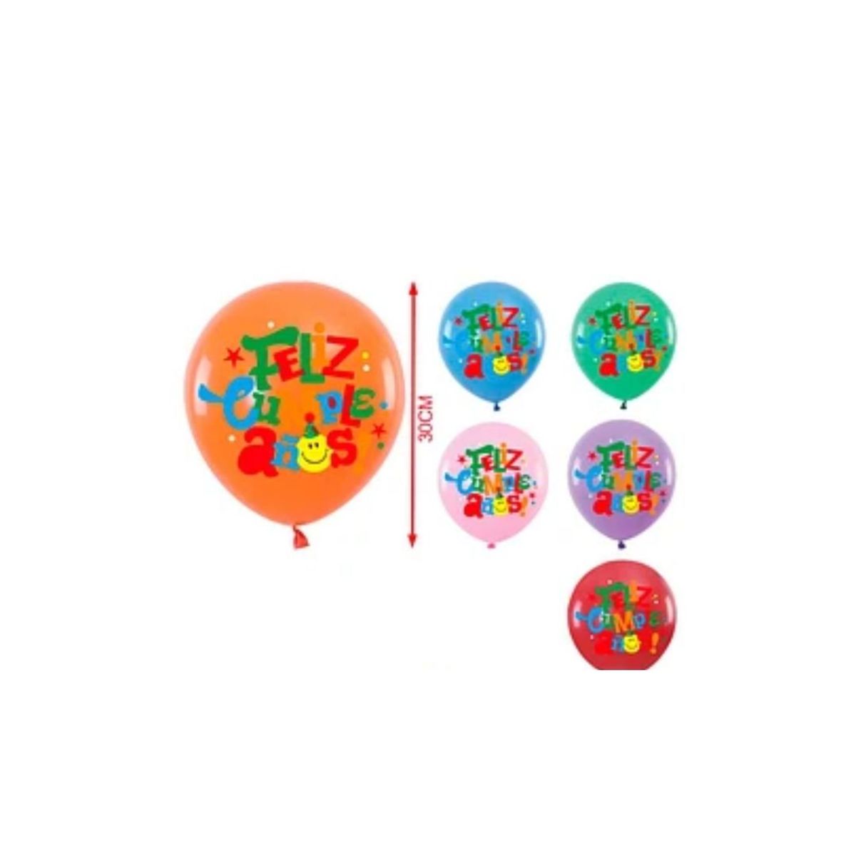 GENERICO - Set De Globos Látex Feliz Cumpleaños Color Aleatorio 30cm