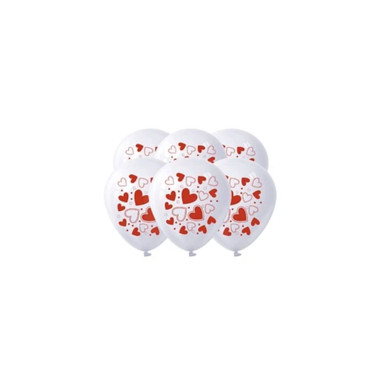 GENERICO - Set De Globos De Látex Blanco Con Corazones 6pcs