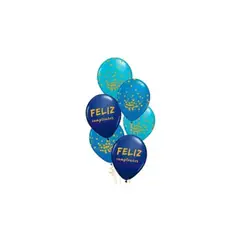 GENERICO - Set De Globos De Látex Feliz Cumpleaños Azul 6pcs