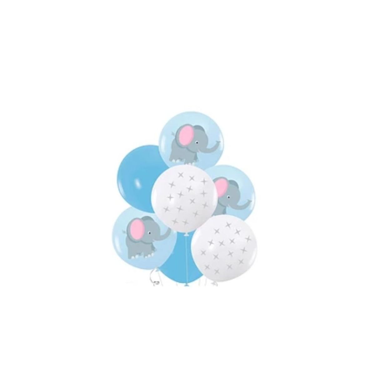GENERICO - Set De Globos De Látex Estampado Elefante Azul 7pcs