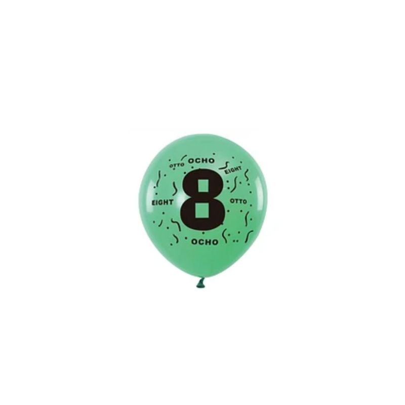 GENERICO - Globos De Latex Con Numero 8 Colores Surtidos