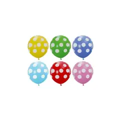 GENERICO - Globo De Latex Puntos Multicolor 6pcs 30cm