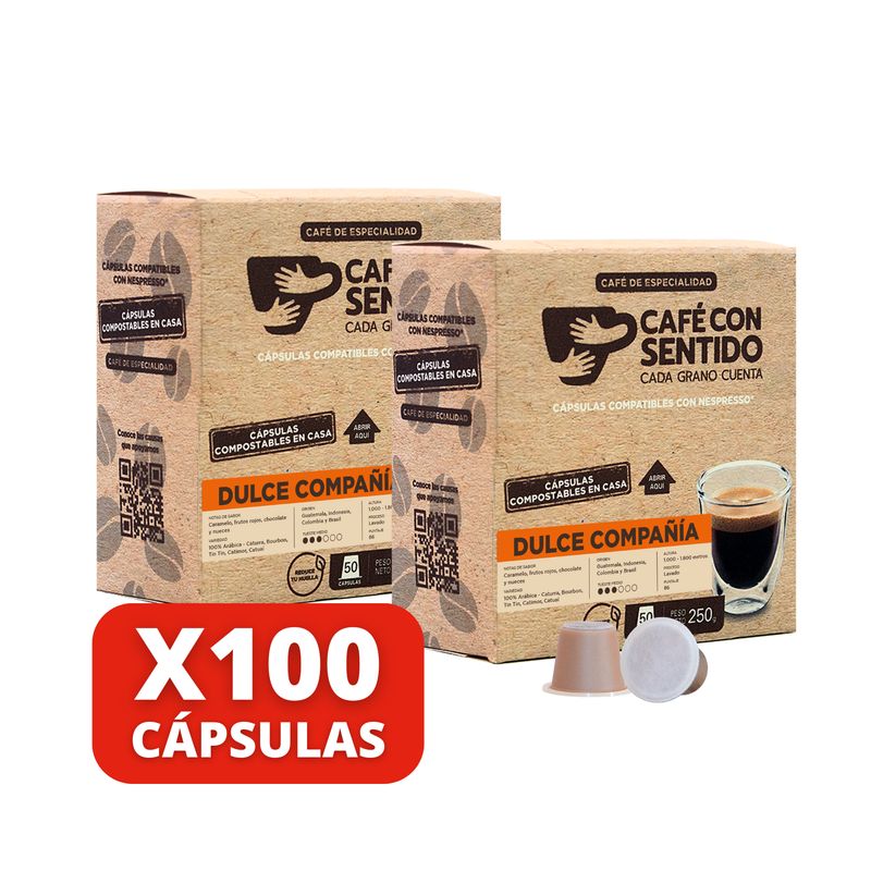 CAFE CON SENTIDO - Café Dulce Compañía - 100 cápsulas Nespresso compatibles