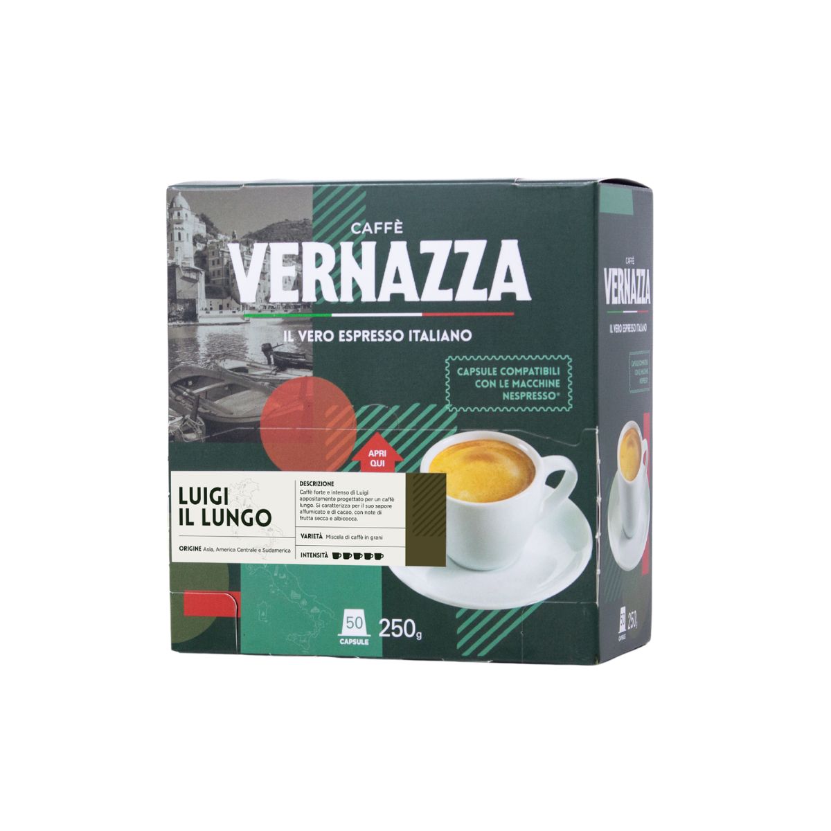 CAFFE VERNAZZA - Café Luigi il Lungo - 100 cápsulas Nespresso compatibles