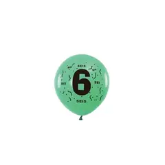 GENERICO - Globos De Latex Con Numero 6 Colores Surtidos