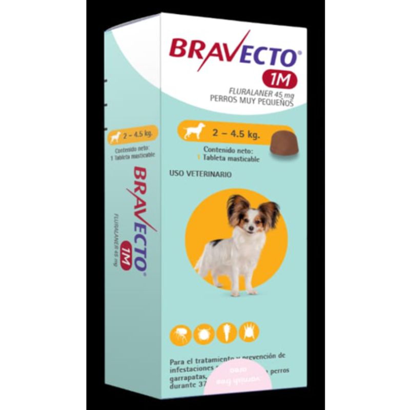 MSD - BRAVECTO PERRO 1 MES X 1 TABLETA 2 A 4,5 KG