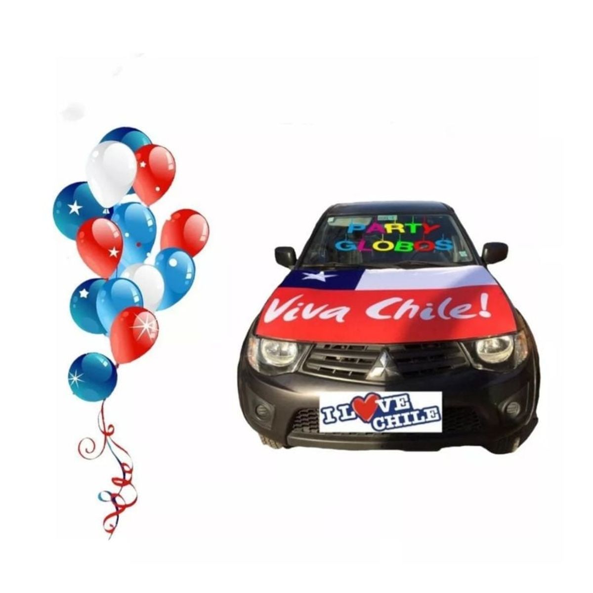 GENERICO - Bandera Cubre Capot Bandera Chile Para Autos Viva Chile