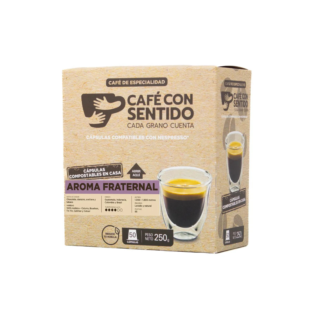 CAFE CON SENTIDO - Café Aroma Fraternal - 100 cápsulas Nespresso compatibles