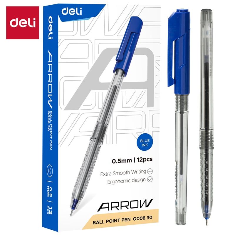DELI - pack 36 Lápiz pasta bolígrafo punta mini 05 mm AZUL