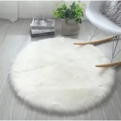 ANGELES DEL HOGAR - Alfombras peludas tipo Shaggy Redondas 120cm Blanca