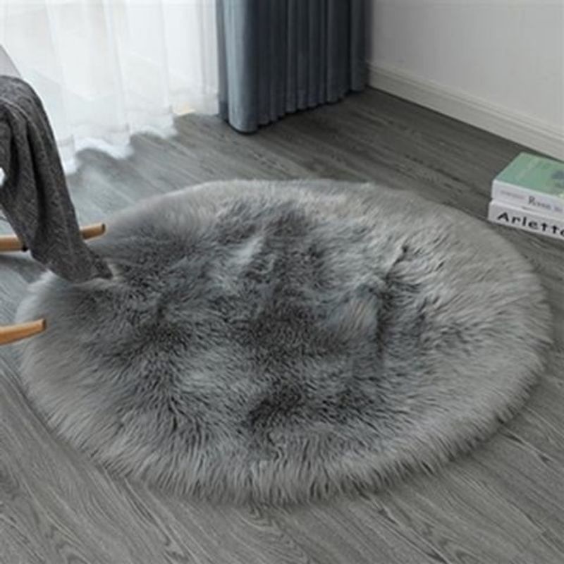 ANGELES DEL HOGAR - Alfombras peludas tipo Shaggy Redondas 120cm Gris Clara