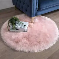 ANGELES DEL HOGAR - Alfombras peludas tipo Shaggy Redondas 120cm Rosada