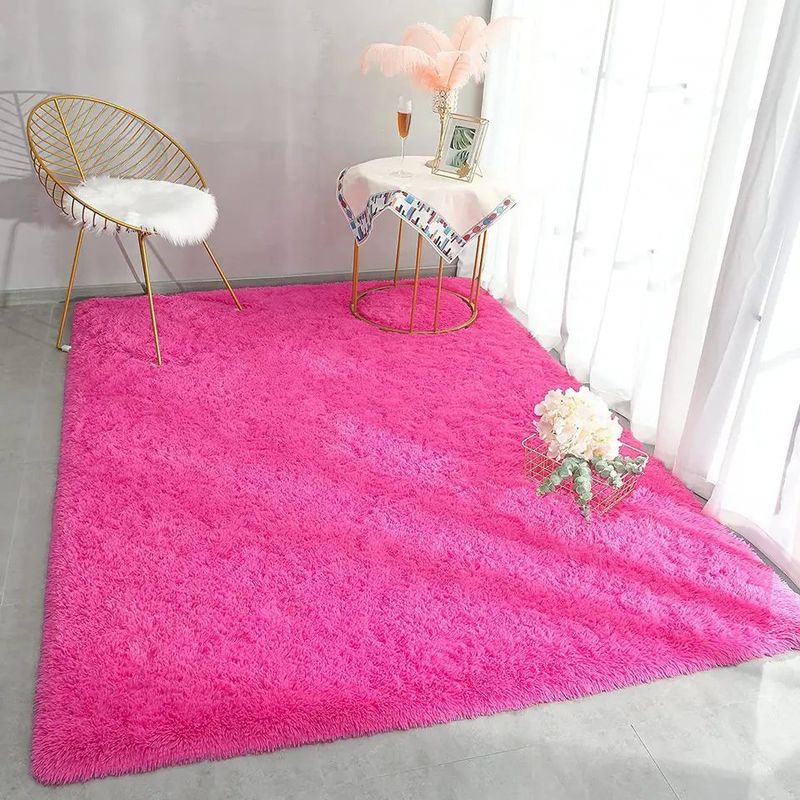 ANGELES DEL HOGAR - ALFOMBRA PELUDA TIPO SHAGGY 150 X 200 COLOR FUCSIA