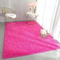 ANGELES DEL HOGAR - ALFOMBRA PELUDA TIPO SHAGGY 150 X 200 COLOR FUCSIA