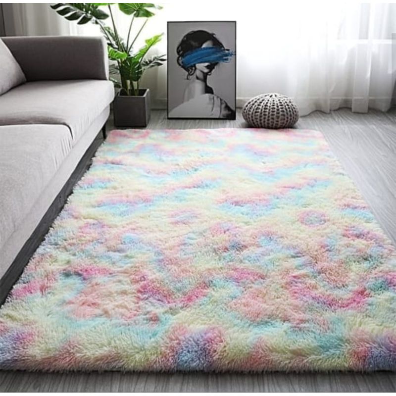 ANGELES DEL HOGAR - ALFOMBRA PELUDA TIPO SHAGGY 150 X 200 COLOR MULTICOLOR