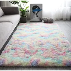 ANGELES DEL HOGAR - ALFOMBRA PELUDA TIPO SHAGGY 200 X 240 COLOR MULTICOLOR