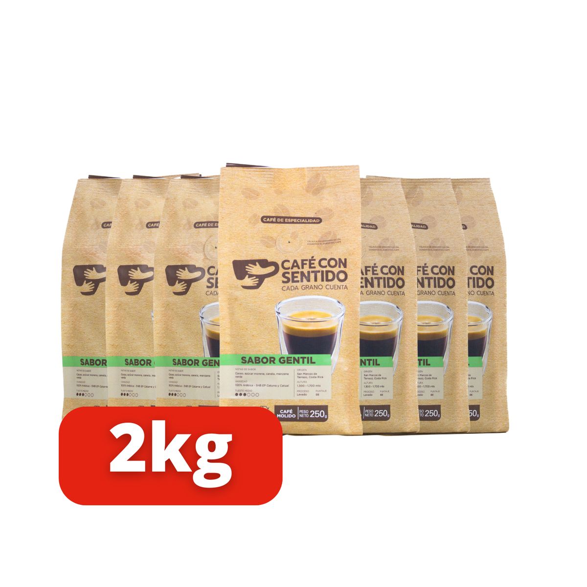 CAFE CON SENTIDO - x8 Café Sabor Gentil Molido - 2 kilos